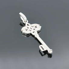 Silver pendant key to the heart without stones