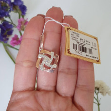 Silver pendant with gold inserts and scattering of white cubic zirconia