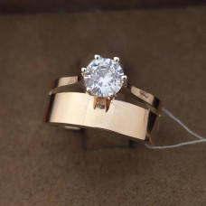 Срібна каблучка з золотом та великим фіанітом