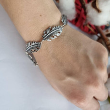 Браслет зі срібла Пір'їна-невагомість з чорнінням