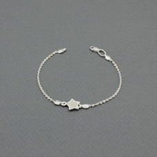 Браслет зі срібла Зірка на ланцюжку якірного плетіння з фіанітами