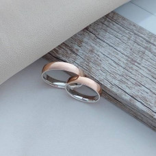 Silver wedding rings with gold soldering, European, smooth
