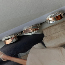 Women's silver set with gold inserts and white cubic zirconia
