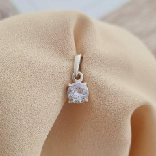 Silver pendant with white round zircon