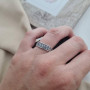 Каблучка срібна з написом Врятуй і Збережи з чорнінням тонка