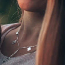 Necklace made of silver thin chain with pendants