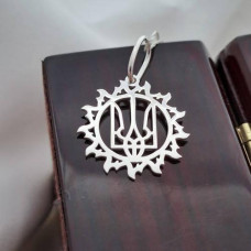 Кулон срібний Тризуб герб України у сонці