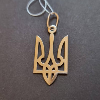 Кулон срібний із позолотою Тризуб - герб України без камінців