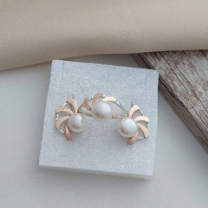 Silver set: ring and earrings with gold inserts and pearls
