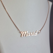 Maria silver necklace with a heart at the end, gold plated, laser engraving
