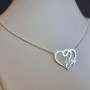 Срібне кольє із серцем й іменами 925 проби красиве лазирне гравіювання