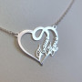 Срібне кольє із серцем й іменами 925 проби красиве лазирне гравіювання