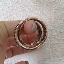 Сережки срібло в позолоті круги з розсипом чорних фіанітів із внутрішньої та зовнішньої сторони