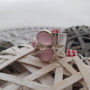 Срібна каблучка з рожевими каменями улексита
