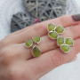Срібний комплект сережки та каблучка з каменями улексита