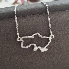Silver necklace outline of Ukraine
