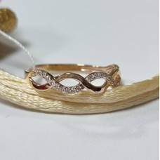 Каблучка золота косичка з фіанітами