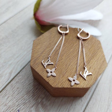 Long silver gold plated earrings