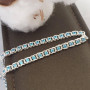 Браслет срібний з блакитними цирконами Арабський Бісмарк легкий, 17 см