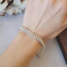 Срібний браслет на руку з плетінням Венеція 21 см