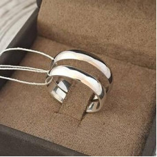 Smooth silver wedding rings, European, couple
