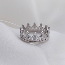 Каблучка срібна корона з фіанітами