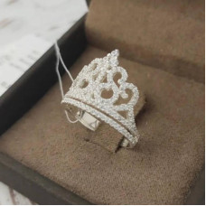 Каблучка срібна корона масивна з фіанітами
