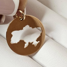 Golden pendant with an outline of Ukraine
