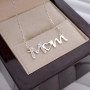 Срібне кольє Mom з білими фіанітами