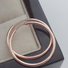 Thin gilded silver hoop earrings without stones, 25 mm