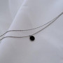 Кольє срібне з круглою підвіскою та чорним камінчиком на ланцюжку