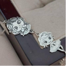 Mom-bracelet silver with figures of children and engraving