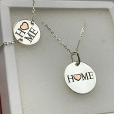 Набір Срібні сережки та кольє Home с золотом