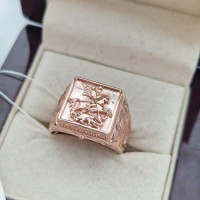 Перстень позолочений з Георгієм Побідоносцем чоловічий