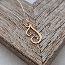 Gold letter I pendant with chain or cord