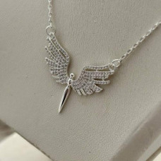 Silver necklace Angel on a chain with cubic zirconia