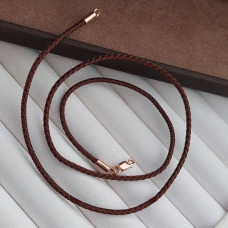 Шнурок жгут із золотою застібкою на шию коричневий