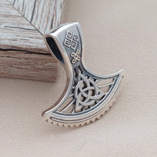 Кулон срібний сокира Перуна з Триголовом та чорнінням слов'янська етніка