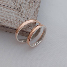 Обручки срібні із золотою напайкою тонкі