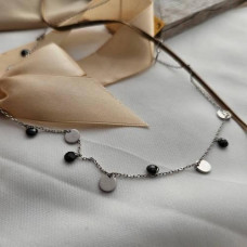 Silver necklace chain with round pendants