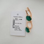 Сережки золоті із зеленими круглими агатами класичні 4.93