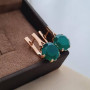 Сережки золоті із зеленими круглими агатами класичні 4.93