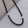 Шнурок чорний зі срібними вставками ювелірний тканинний на шию