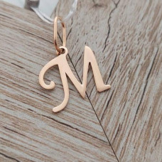 Gold letter M pendant with chain or cord