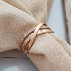 Каблучка золота з білими круглими фіанітами