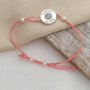 Браслет на руку з рожевої мотузки з срібною підвіскою та білого кварцу