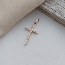 Хрестик золотий тонкий декоративний з чорними або білими фіанітами під ланцюжок або шнур