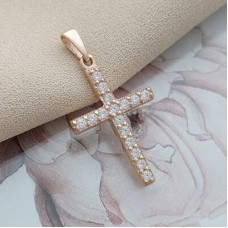 Хрестик золотий маленький з білими фіанітами під ланцюжок або шнур
