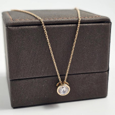 Кольє золоте тонкий ланцюжок з підвіскою та білим круглим фіанітом