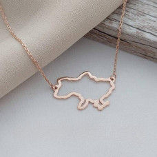 Кольє золоте патріотичне тонкий ланцюжок з підвіскою контуром України